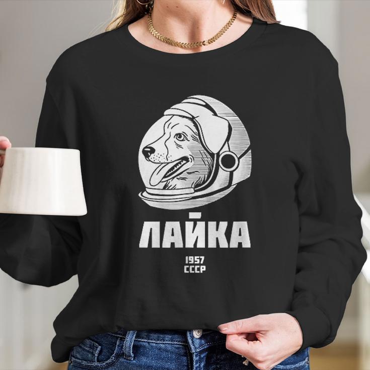 Laika 1957 Space Sputnik Mission Russian Dog Women Long Sleeve Tshirt