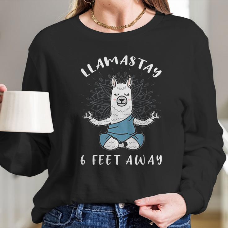 Llamastay 6 Feet Away Funny Llama Social Distancing Humour Women Long Sleeve Tshirt