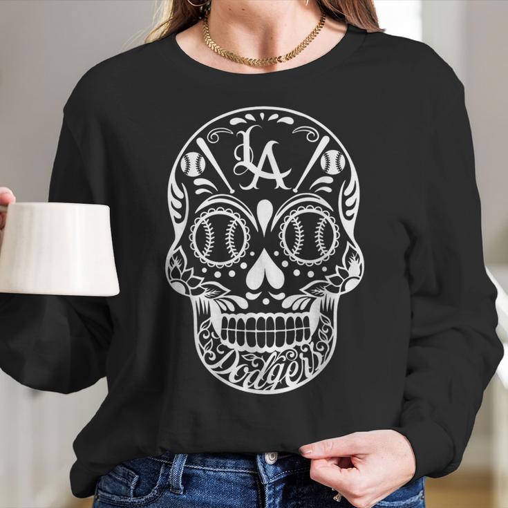 Los Angeles Sugar Skull Day Of The Dead Cinco De Mayo Men Women T-Shirt Graphic Print Casual Unisex Tee Women Long Sleeve Tshirt