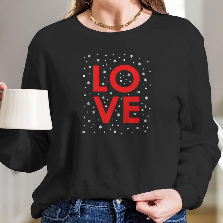 Love - Christmas - Santa Claus - Snow - Snowflakes Women Long Sleeve Tshirt