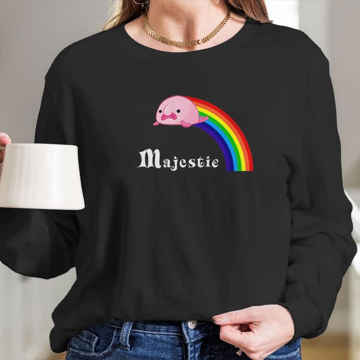 Majestic Blobfish Funny Blobfish Rainbow Tee Women Long Sleeve Tshirt