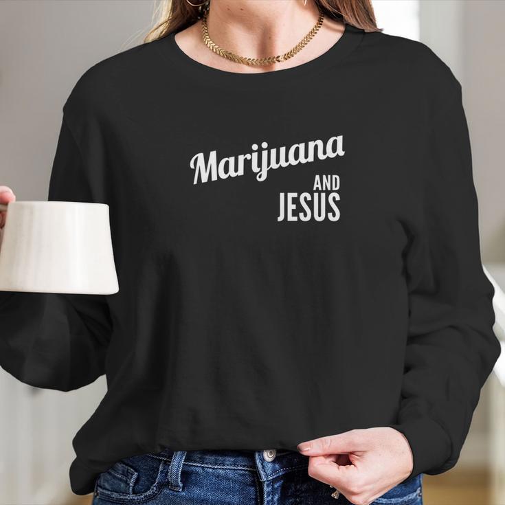 Marijuana And Jesus Christian Weed Women Long Sleeve Tshirt