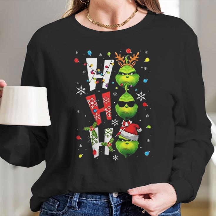 Merry Christmas Santa Grinch Ho Ho Ho Women Long Sleeve Tshirt