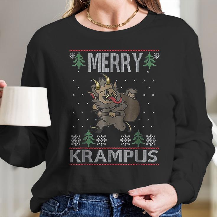 Merry Krampus Funny Ugly Christmas Gift Women Long Sleeve Tshirt