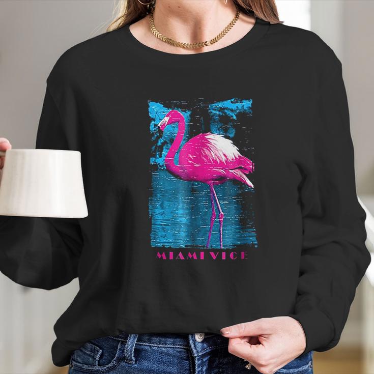 Miami Vice Original Pink Flamingo Women Long Sleeve Tshirt