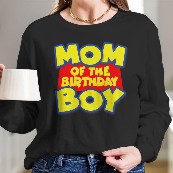 Mom Of The Birthday Boy Spoof Toy Logo Women Long Sleeve Tshirt