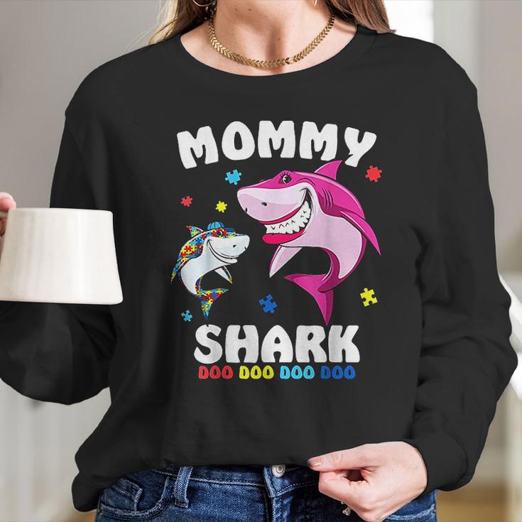 Mommy Shark Awareness Gift Women Long Sleeve Tshirt