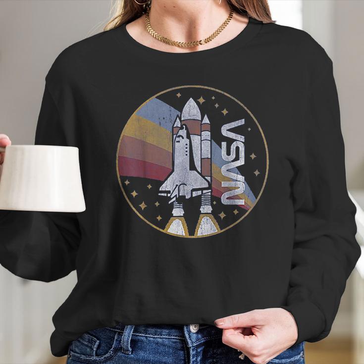 Nasa Shuttle Launch With Rainbow Women Long Sleeve Tshirt