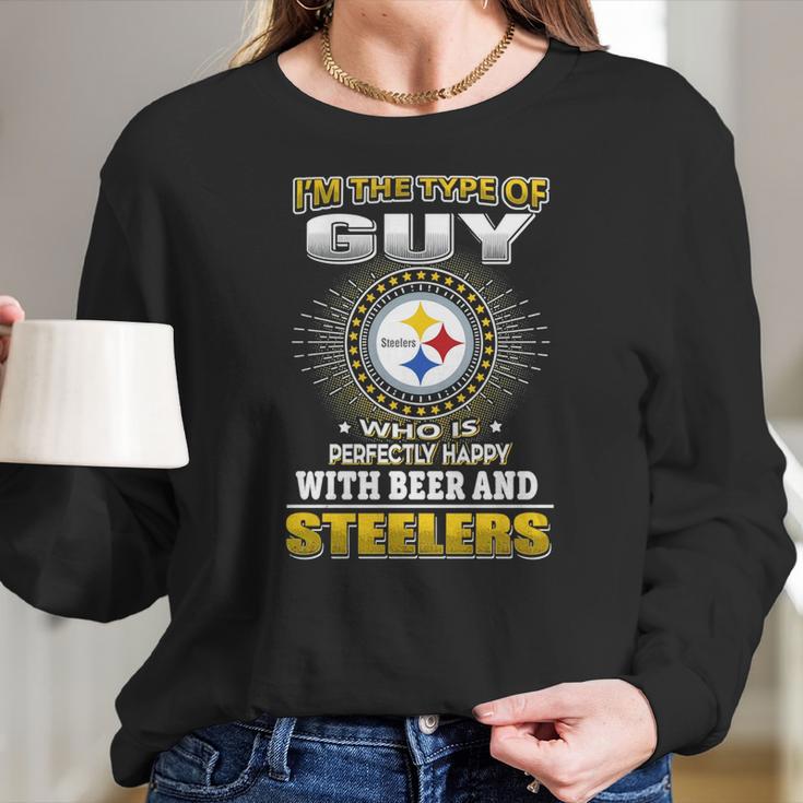 Nfl-Steelers 162 Guy Loves Beer Women Long Sleeve Tshirt