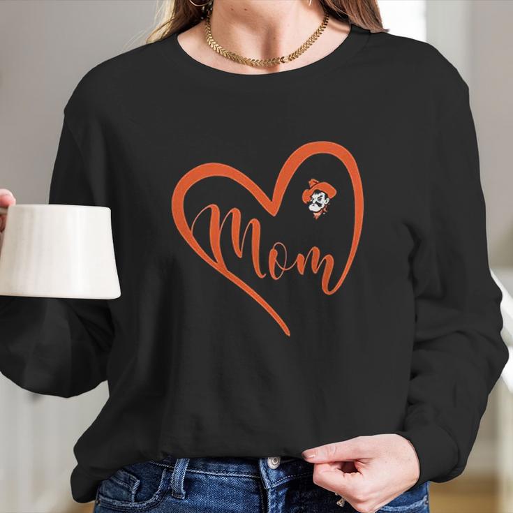 Oklahoma State Cowboys Heart Mom Women Long Sleeve Tshirt