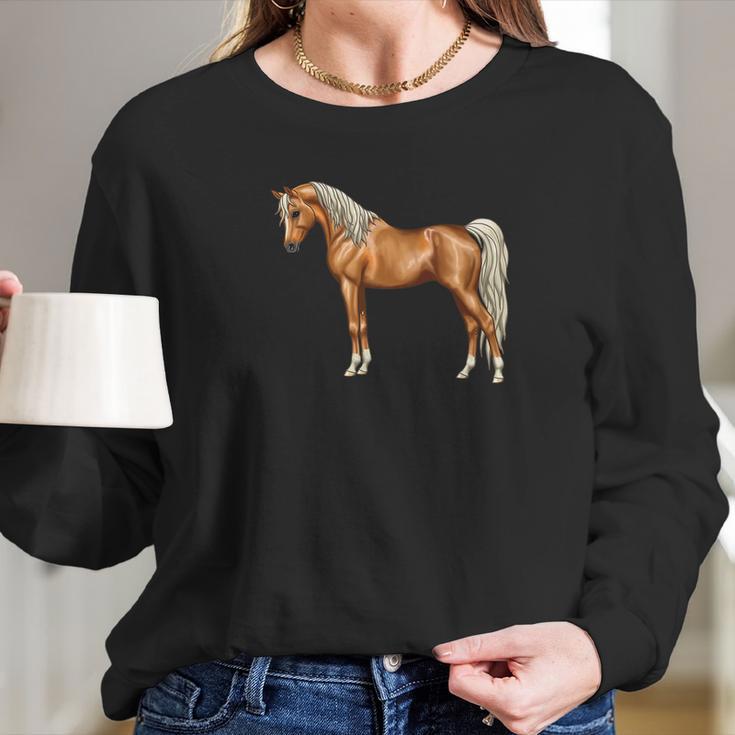 Palomino Light Chestnut Flaxen Arabian Horse Lover Women Long Sleeve Tshirt