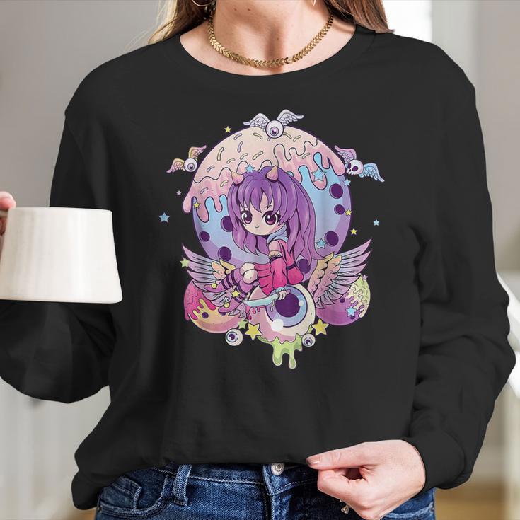 Pastel Goth Cute Creepy Witchy Girl Halloween Anime Girl Men Women T-Shirt Graphic Print Casual Unisex Tee Women Long Sleeve Tshirt