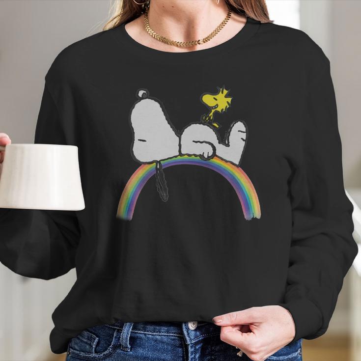 Peanuts Snoopy Rainbow Lgbt World Pride Shirt Women Long Sleeve Tshirt