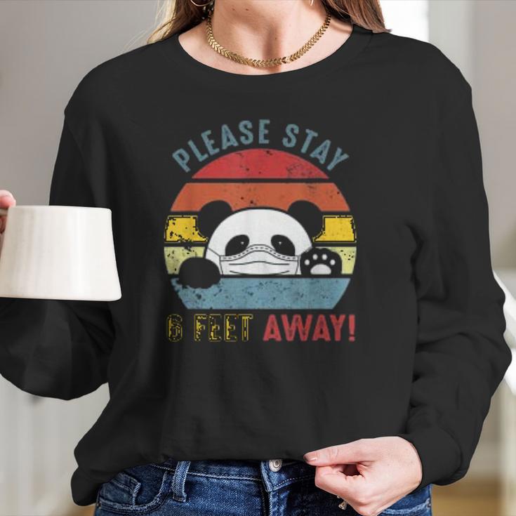 Please Stay 6 Feet Away Panda Social Distancing Women Long Sleeve Tshirt