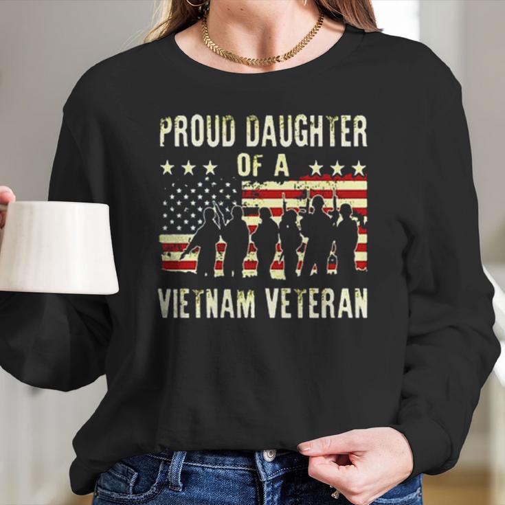 Proud Daughter Of A Vietnam Veteran Dad Gift 2022 Women Long Sleeve Tshirt