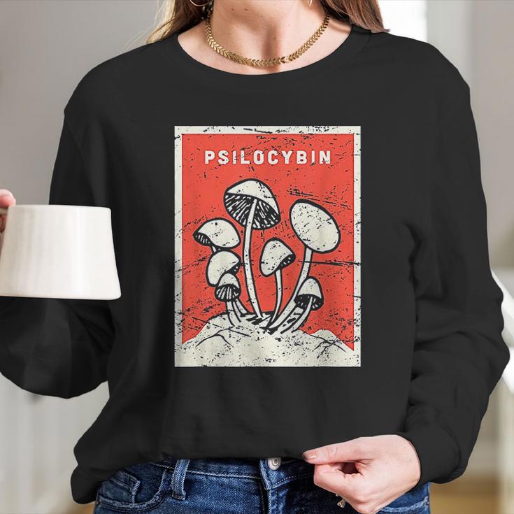 Psilocybin Retro Psychedelic Magic Mushrooms Women Long Sleeve Tshirt