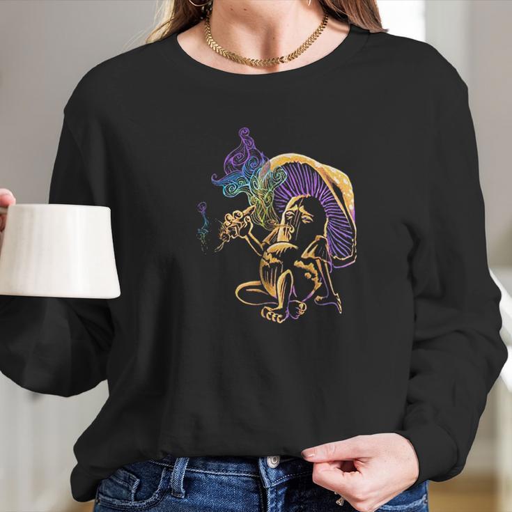 Psychedelic Magic Mushroom Smoking A Human Women Long Sleeve Tshirt