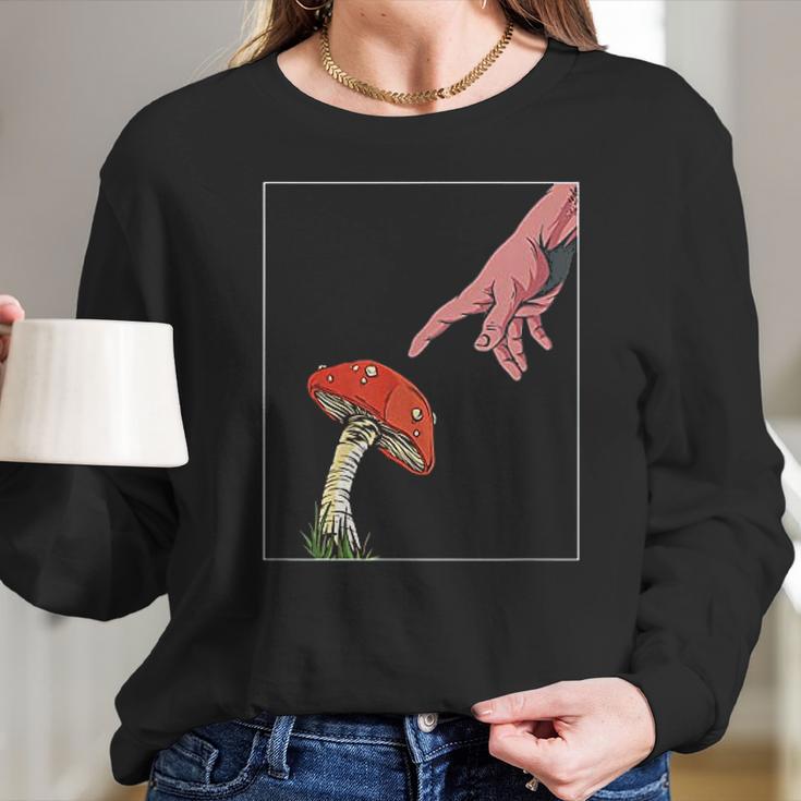 Psychedelic Mushroom Creation Of Adam Women Long Sleeve Tshirt