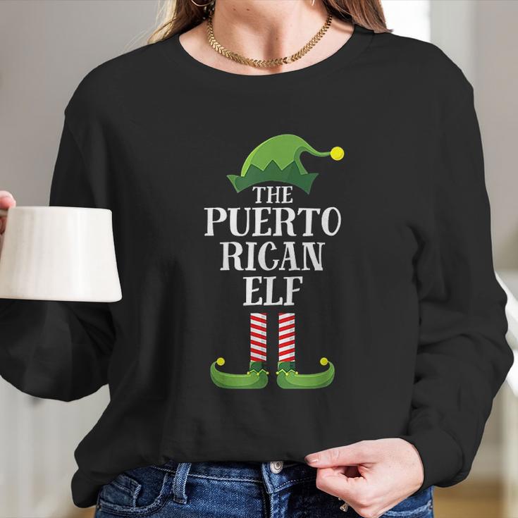 Puerto Rican Elf Family Group Christmas Party Women Long Sleeve Tshirt