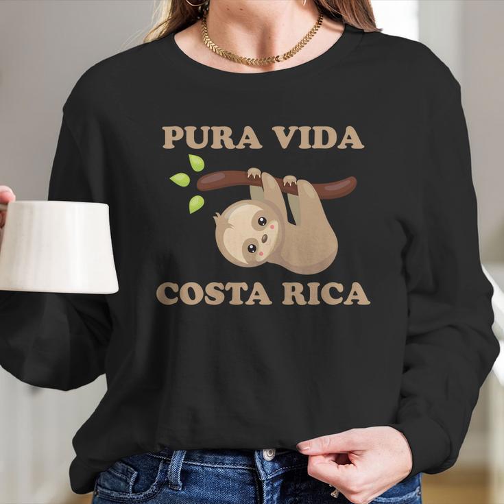 Pura Vida Sloth Costa Rica Women Long Sleeve Tshirt