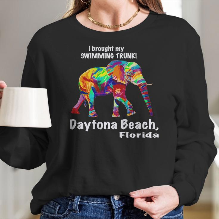 Rainbow Elephant Daytona Beach Florida Tee Women Long Sleeve Tshirt