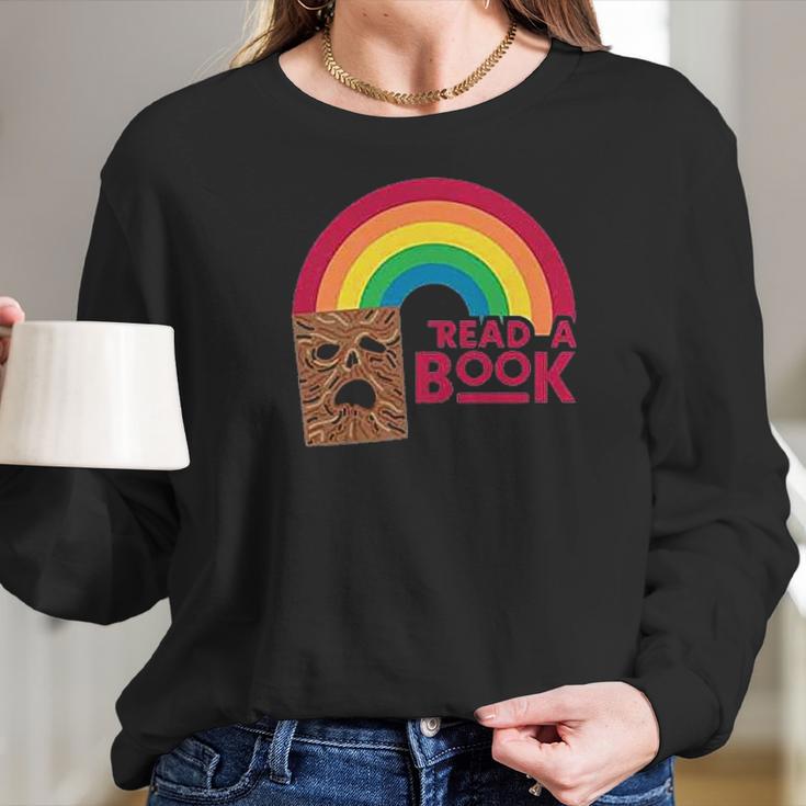 Read A Book Necronomicon Rainbow Funny Horror Graphic Women Long Sleeve Tshirt