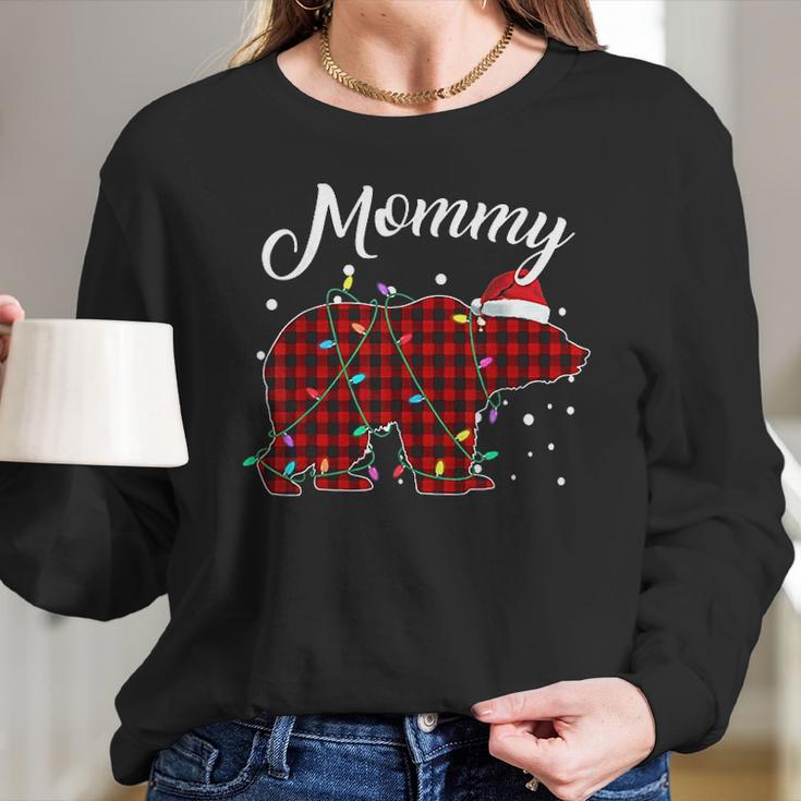 Red Plaid Mommy Bear Matching Buffalo Pajama Women Long Sleeve Tshirt