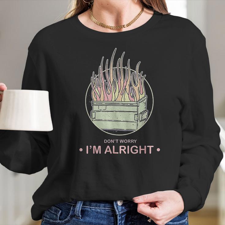 Retro Sarcastic Dumpster Fire 80S Aesthetic Pastel Goth Women Long Sleeve Tshirt