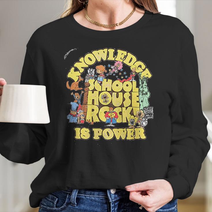 Ripple Junction Schoolhouse Rock Knowledge Is Power Logo Group Adult Women Long Sleeve Tshirt