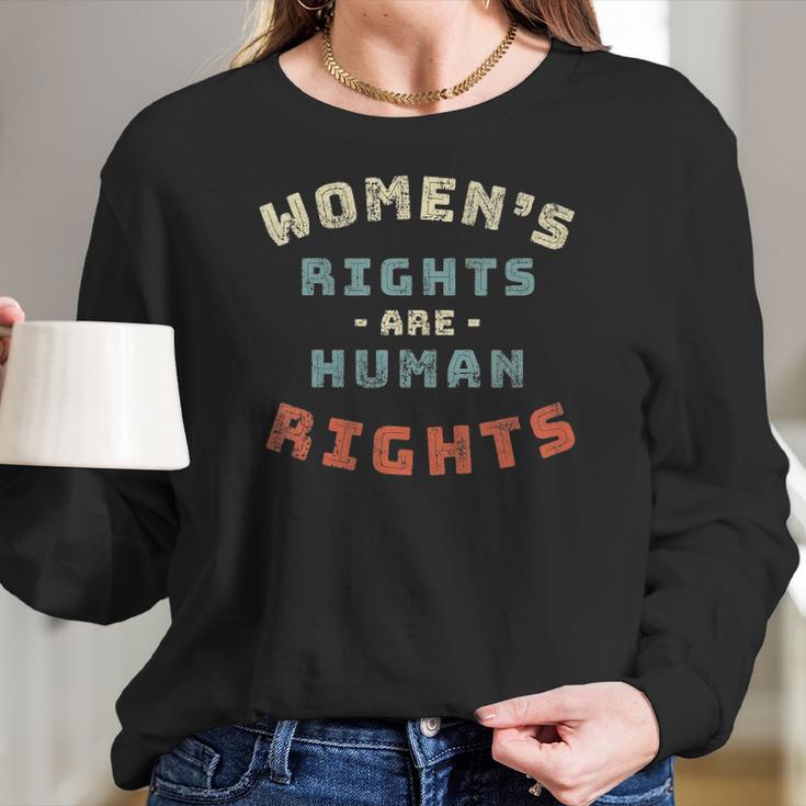 Womens Womens Rights Are Human Rights Feminist - V-Neck Women Long Sleeve Tshirt