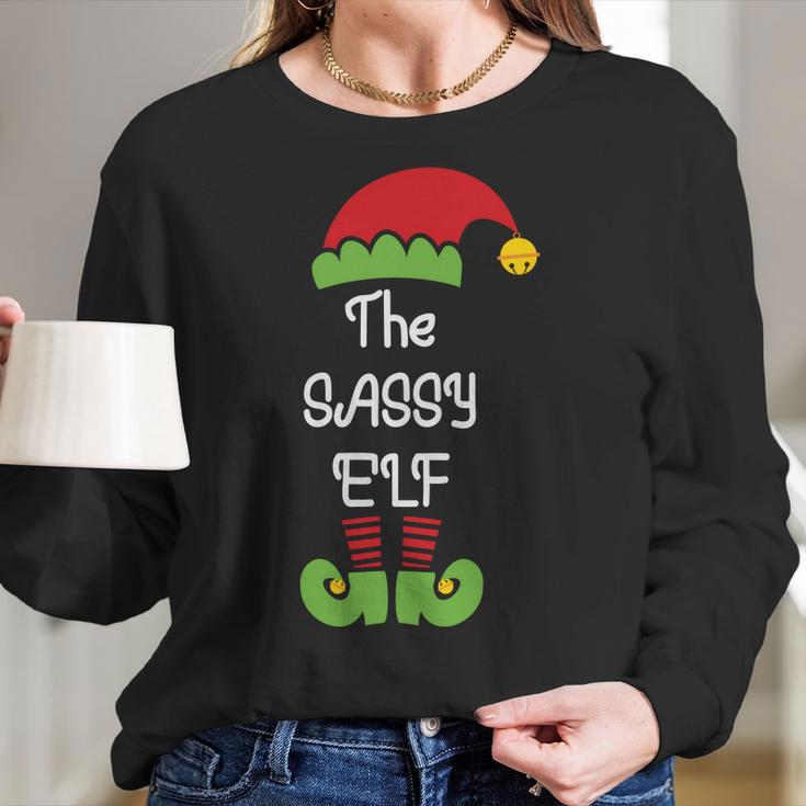 The Sassy Elf Matching Christmas Holiday Gift Women Long Sleeve Tshirt