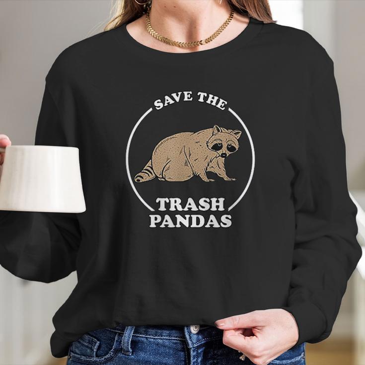 Save The Trash Pandas Funny Raccoon Meme Women Long Sleeve Tshirt