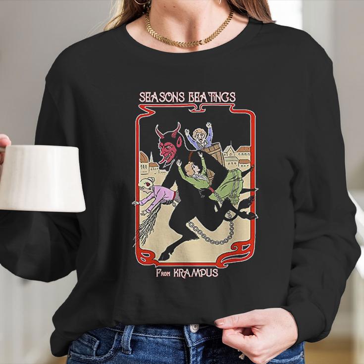 Seasons Beatings From Krampus Christmas Women Long Sleeve Tshirt