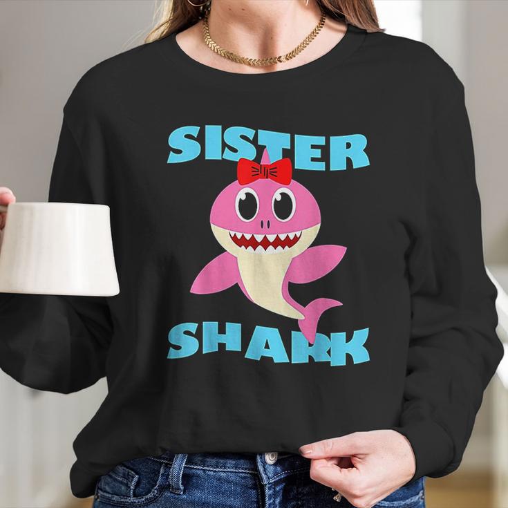 Sister Shark Baby Shark Birthday Women Long Sleeve Tshirt