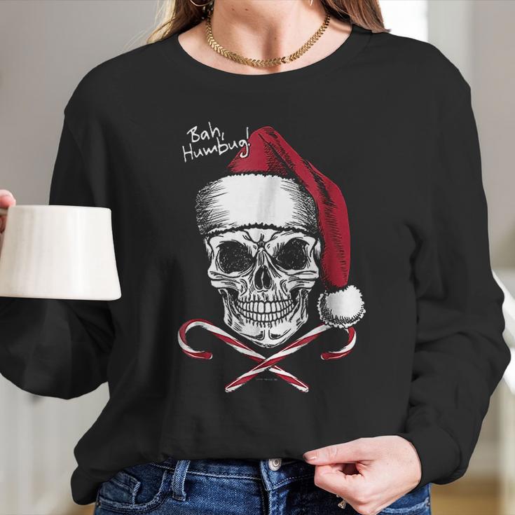 Skull Bah Humbug Christmas Funny Santa Women Long Sleeve Tshirt