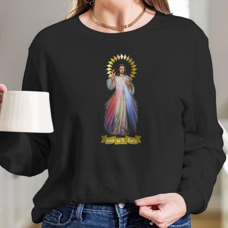 Spanish Jesus Divine Mercy Divina Misericordia 101 Women Long Sleeve Tshirt