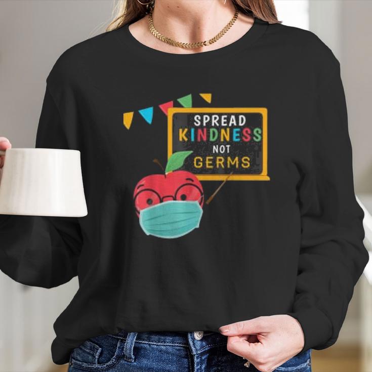 Spread Kindness Not Germs Classroom Funny Teacher Social Distancing Women Long Sleeve Tshirt