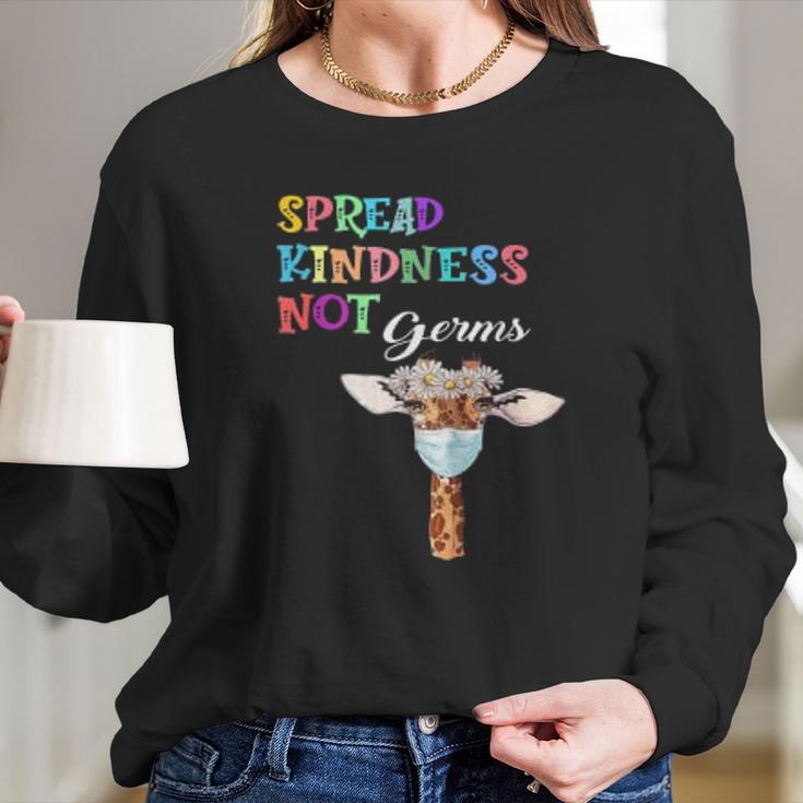 Spread Kindness Not Germs Funny Cute Giraffe Lover Social Distancing Women Long Sleeve Tshirt