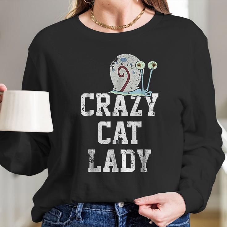 Squarepants Gary Crazy Cat Lady Graphic Women Long Sleeve Tshirt