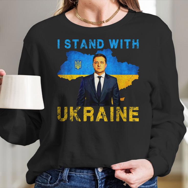 I Stand With Ukraine Volodymyr Zelensky Ukrainian Flag Men Women T-Shirt Graphic Print Casual Unisex Tee Women Long Sleeve Tshirt