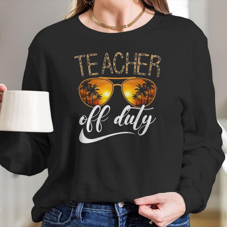 Teacher Of Duty Happy Vacation Summer Sunset Palm Trees On The Beach Sunglasses Women Long Sleeve Tshirt