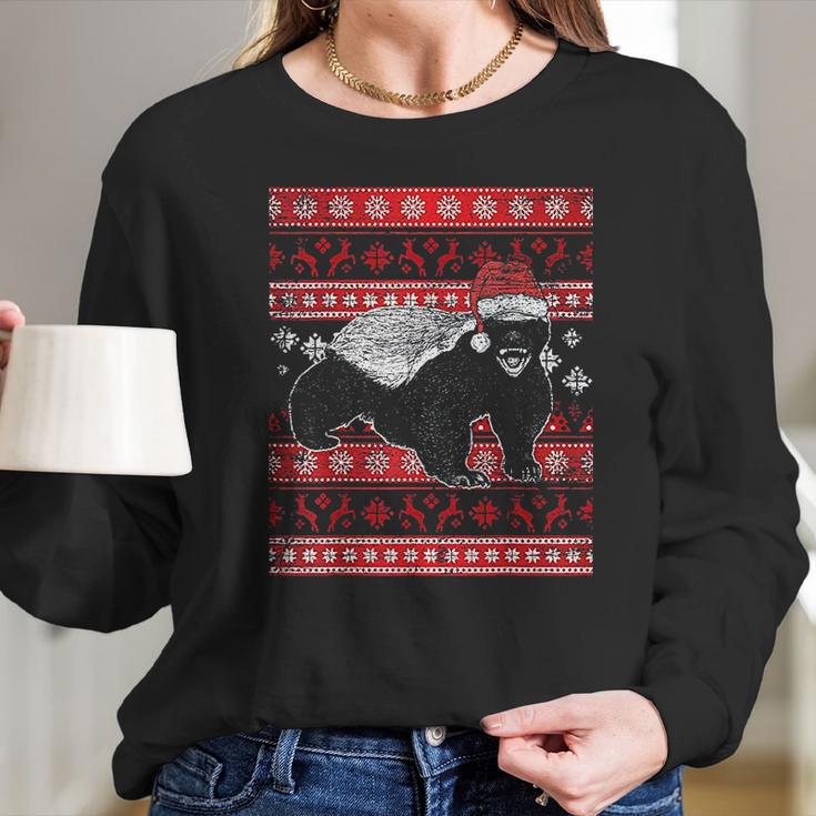 Ugly Christmas Honey Badger Women Long Sleeve Tshirt