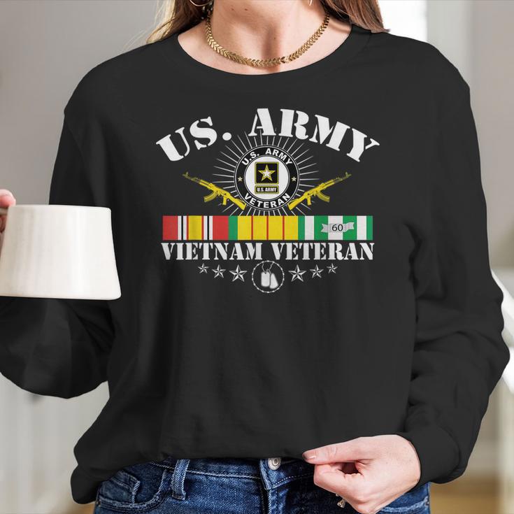 Us Army Vietnam Veteran Usa Flag Vietnam Vet Flag Men Women Women Long Sleeve Tshirt