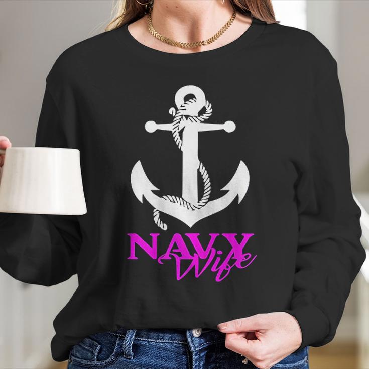 Us Navy Usn Proud Navy Wife Women Long Sleeve Tshirt