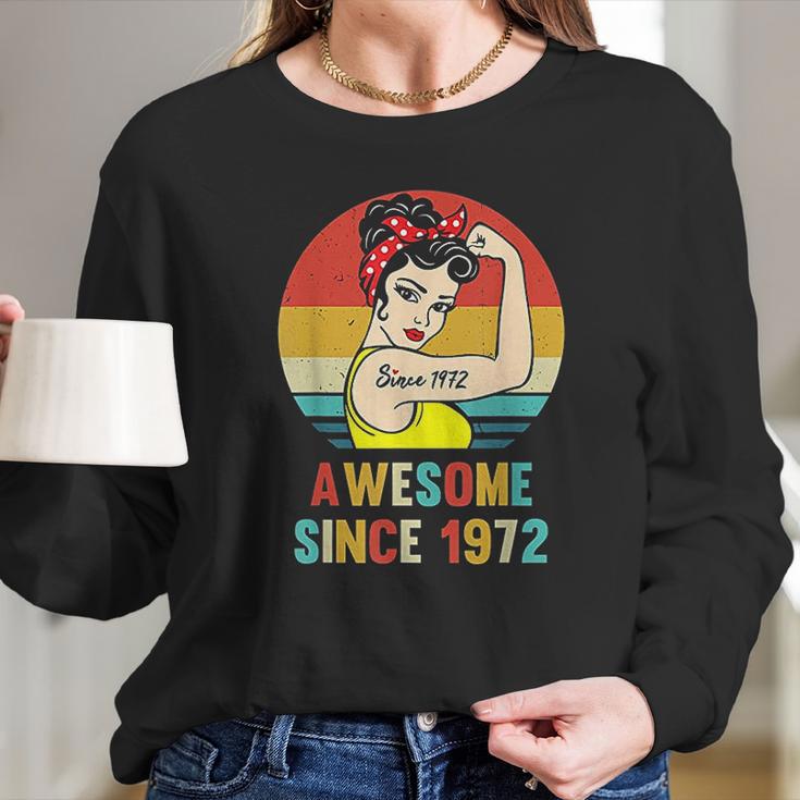 Vintage 49Th Birthday 1972 Women Gift For 49 Year Old Woman Women Long Sleeve Tshirt