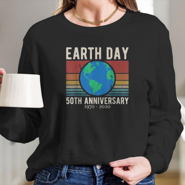 Vintage Earth Day 2020 50Th Anniversary Climate Change Women Long Sleeve Tshirt