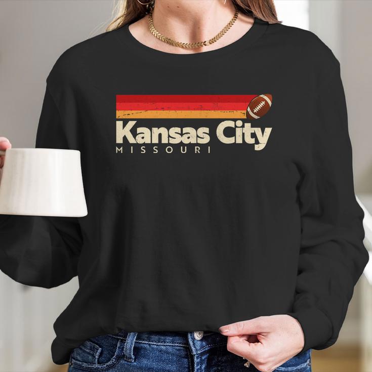 Vintage Retro Kansas City Missouri Football Women Long Sleeve Tshirt