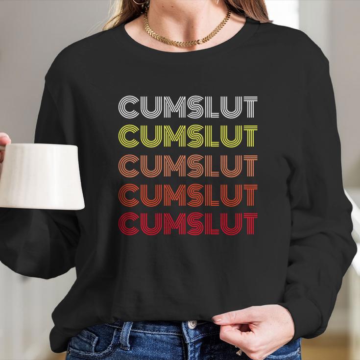 Vintage Style Cumslut Bukkake Wife Women Long Sleeve Tshirt