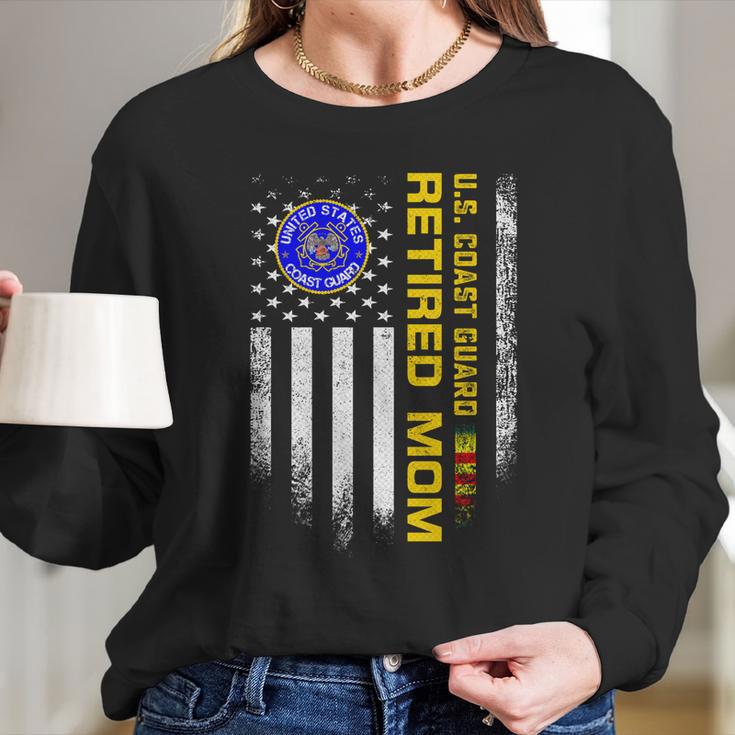 Vintage Usa Flag Us Coast Guard Vietnam Veteran Retired Mom Gift Graphic Design Printed Casual Daily Basic Women Long Sleeve Tshirt