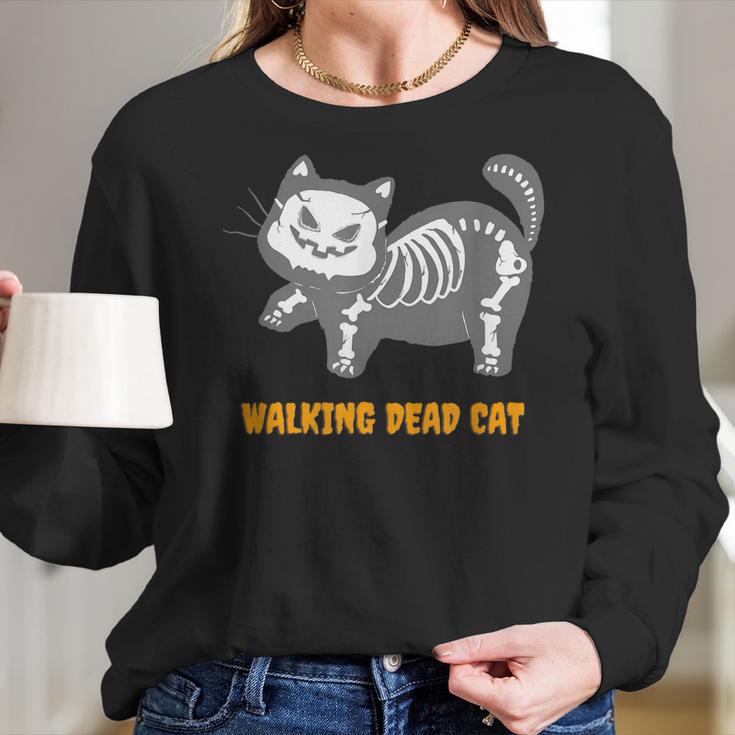 Walking Dead Cat Funny Sarcastic Humor Gift Women Long Sleeve Tshirt